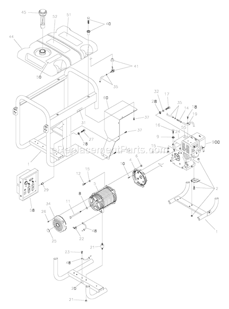 Page C Diagram and Parts List for 1648-1  Briggs and Stratton Generator